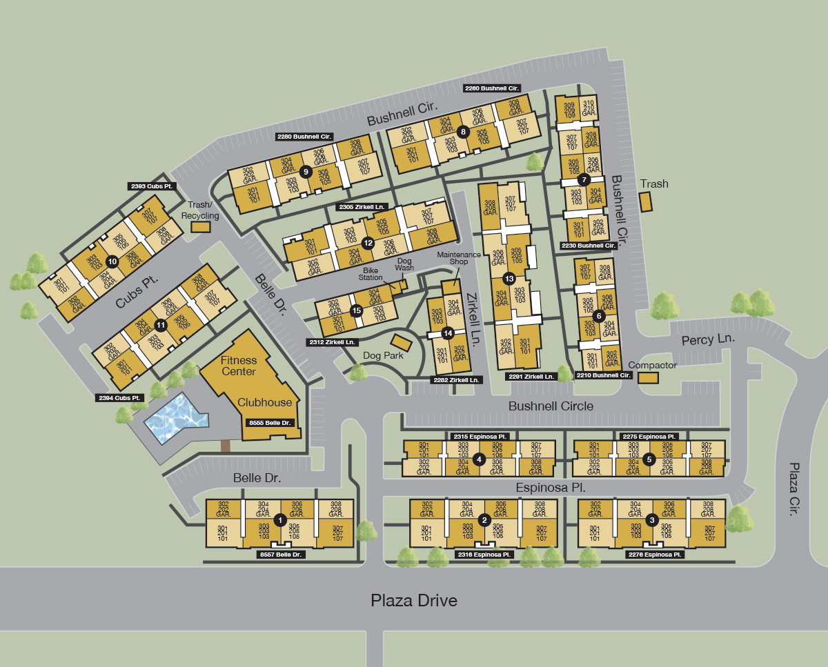Solana Central Park site map with amenity spaces